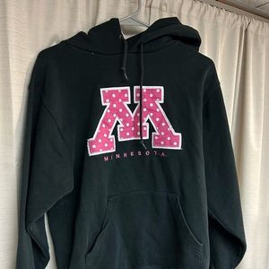 Black UofM pink polka dot hoodie